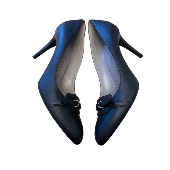 BALENCIAGA Paris Black Leather Stiletto Knife Heels Pumps EU 41 Buckle Point Toe - Picture 6 of 9